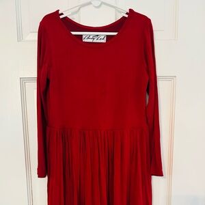 Charming Red Long Sleeve Kids Maxi Dress